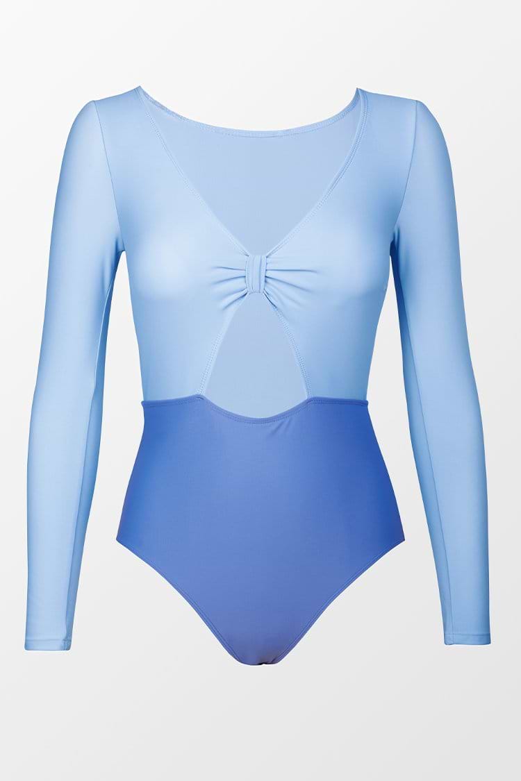 Traje de baño de una pieza de manga larga con un giro y cuello V Malayah