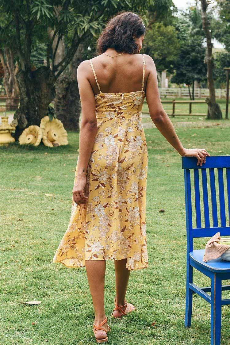 Vestido Bryanna con corte y estampado floral y lazo