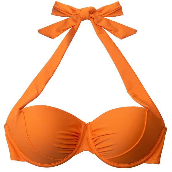 Orange Halter Wide Straps Bikini Top
