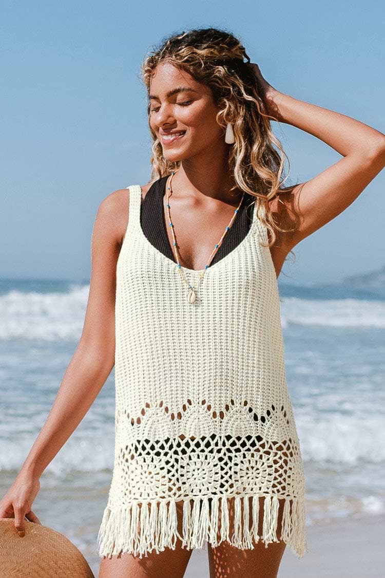 Cover up en crochet et à larges bretelles