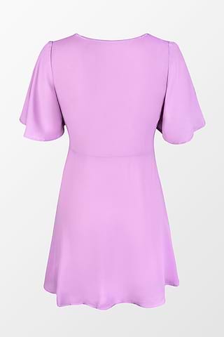 Christa Plunge Bell Sleeve Zipper Short A-Shape Dress Christa Plunge Bell Sleeve Zipper Short A-Shape Dress
