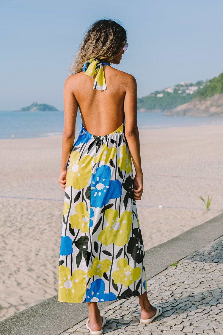 Robe trapèze à col licou et à bretelles amovibles