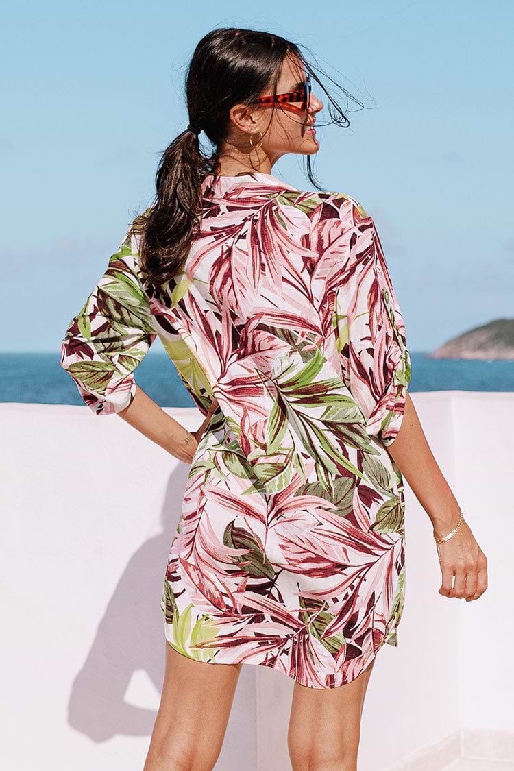 Tropisches Hemdkleid mit Knöpfen