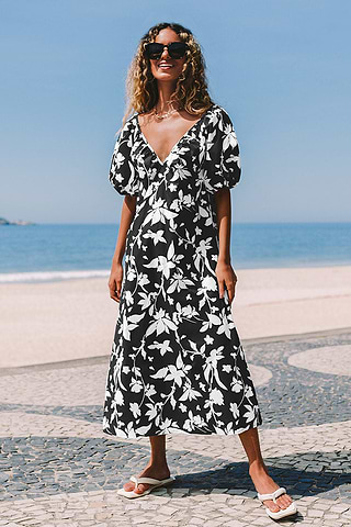 Nikki Bubble Sleeve A-Shape Dress