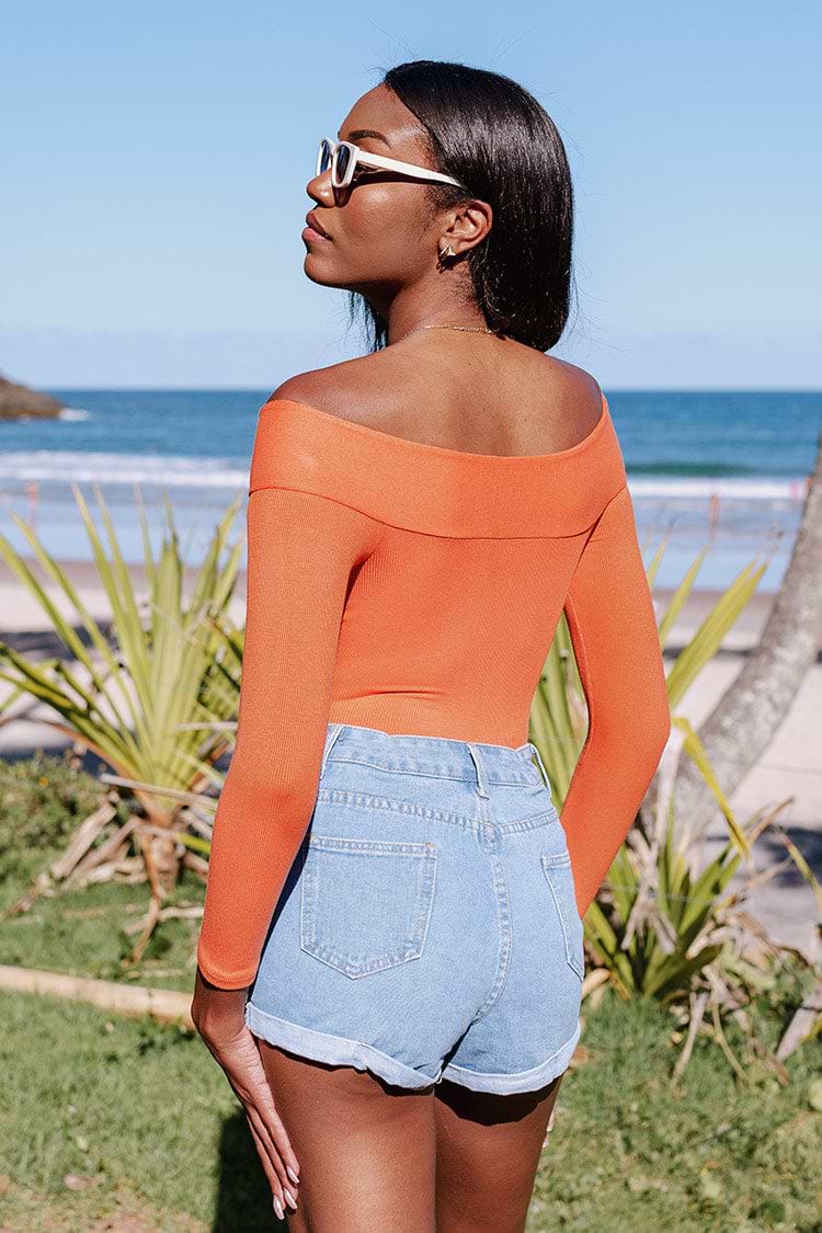 Janice Rib Off Shoulder Bodysuit