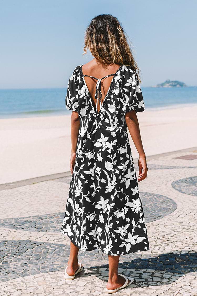 A-förmiges Kleid mit Puffärmeln