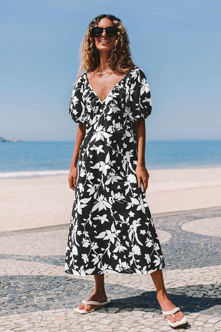 A-förmiges Kleid mit Puffärmeln