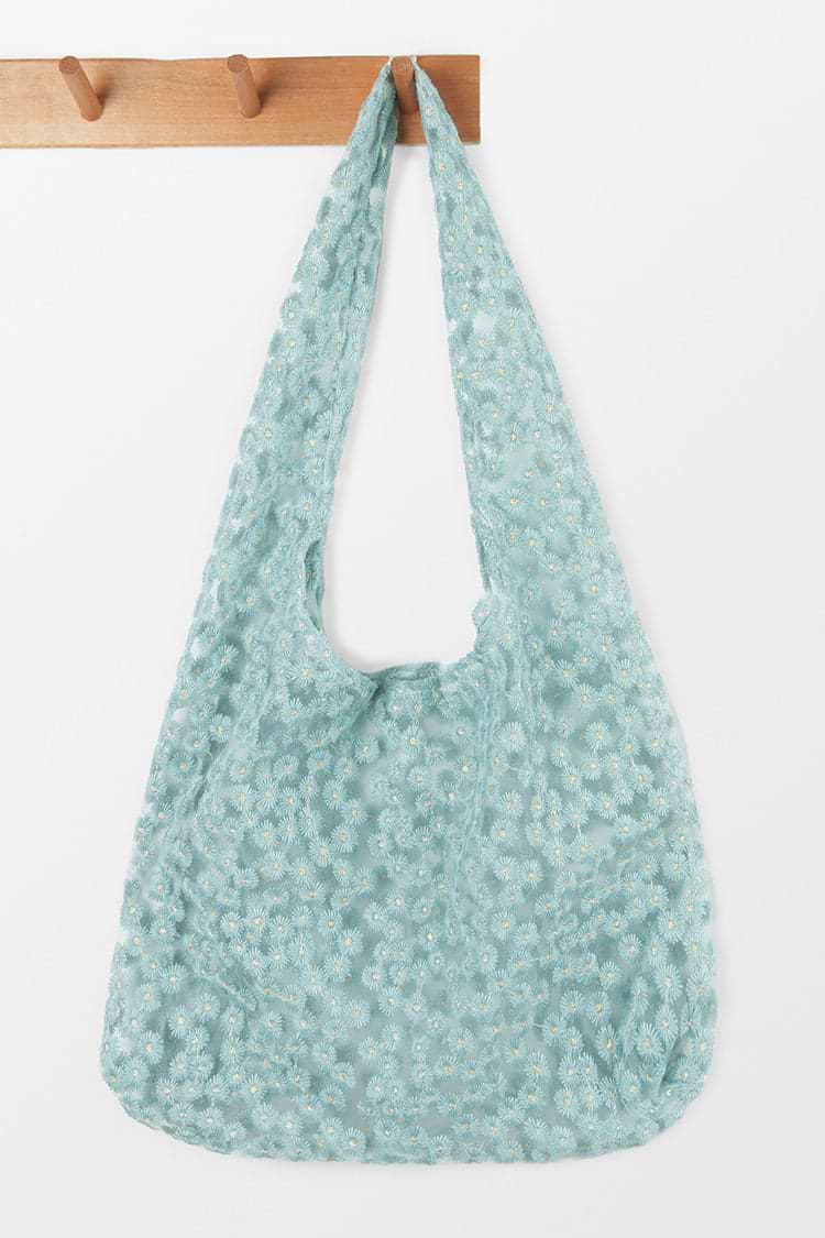 Avalon Embroidery Floral Green Shoulder Bag