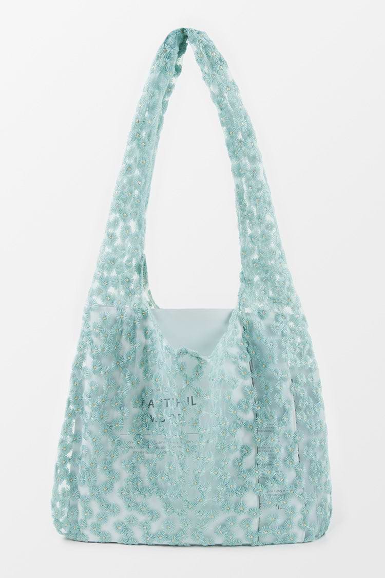 Avalon Embroidery Floral Green Shoulder Bag