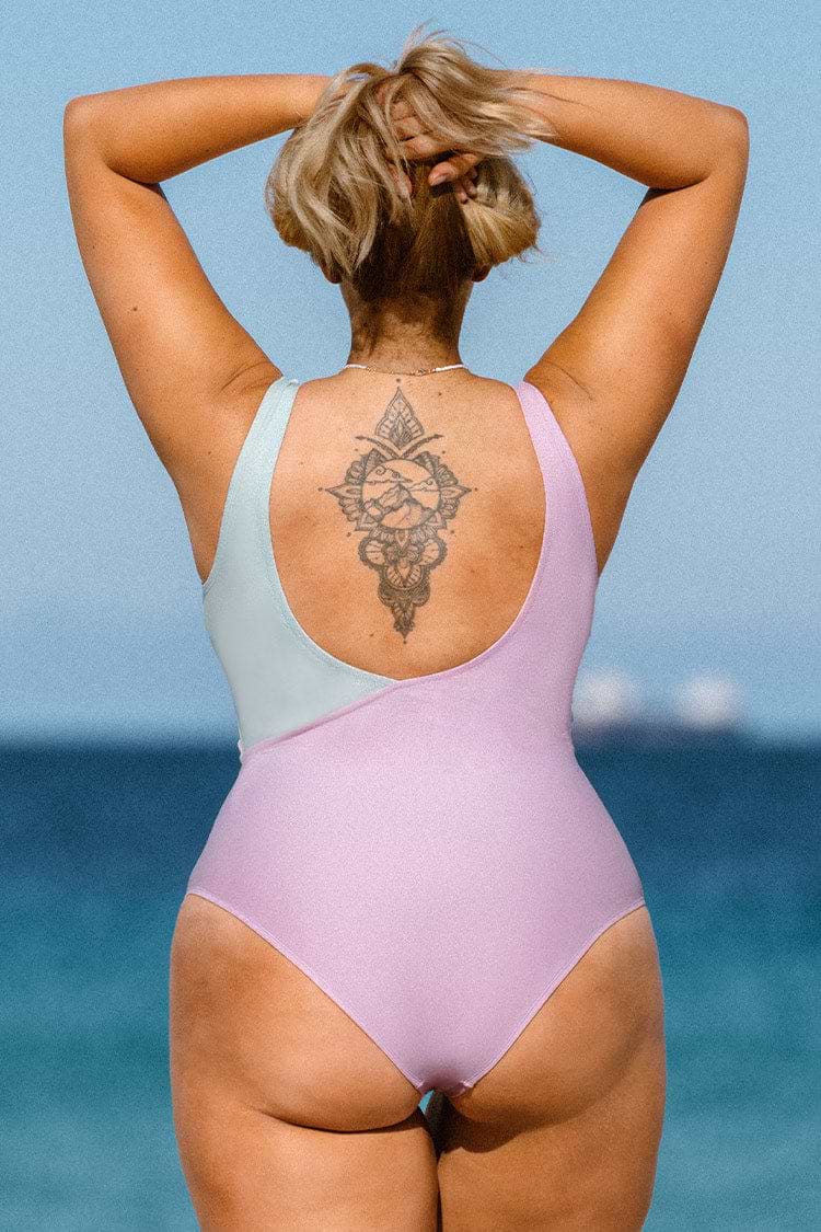 Plus Size Tummy Control Scalloped One Piece Swimsuit
