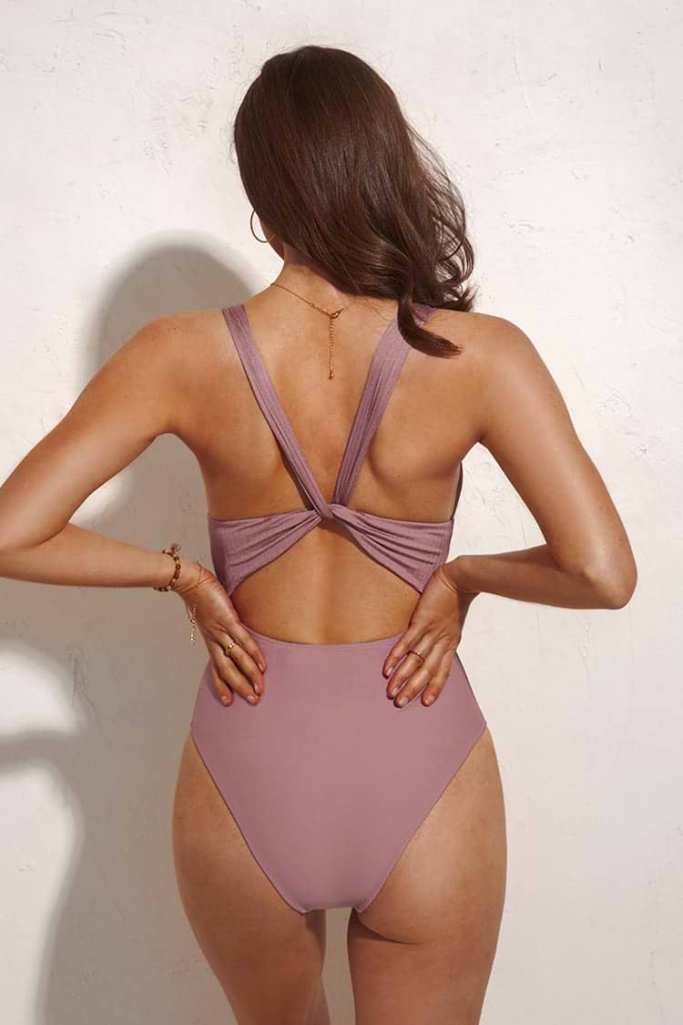 Maillot de bain une pièce côtelé rose