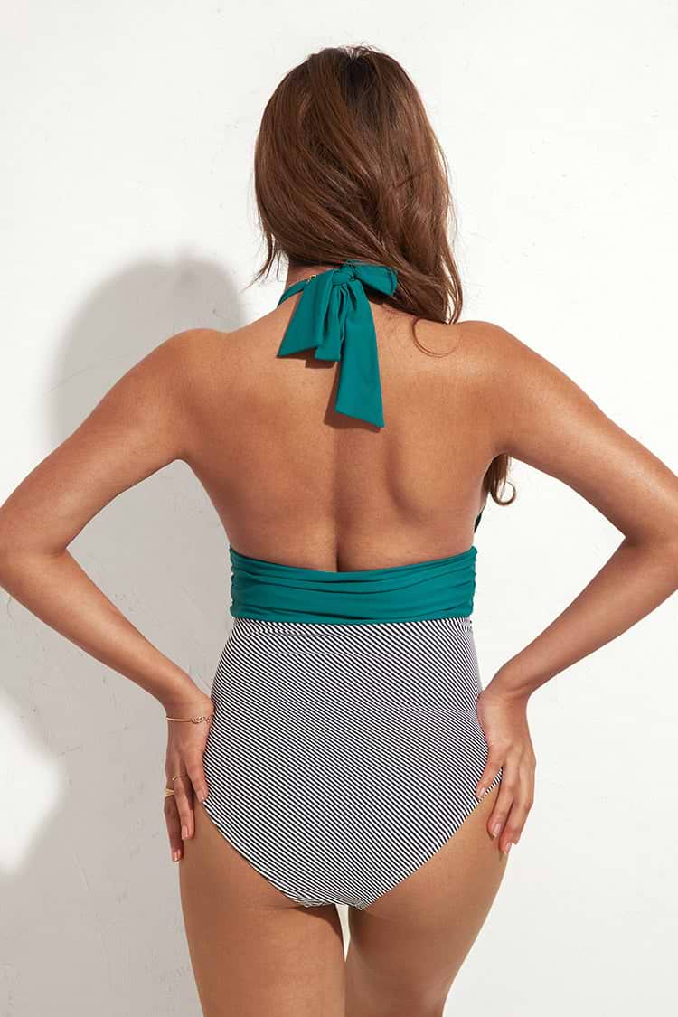 Maillot de bain une pièce à rayures vert