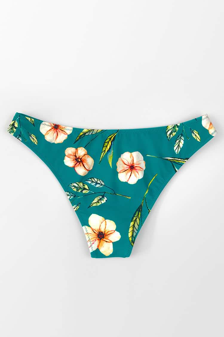 Bikini-Hose mit Blumenmuster in Blaugrün