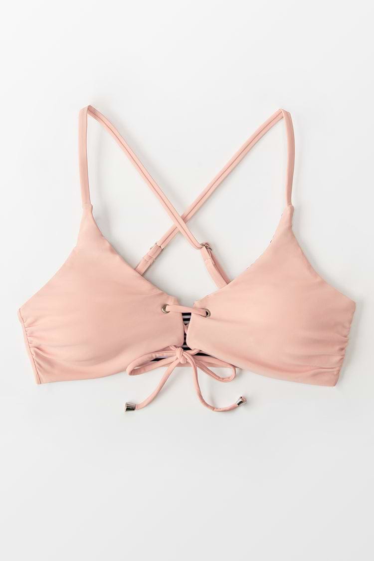 Damen Bikini-Oberteil mit Schnürung in Rosa