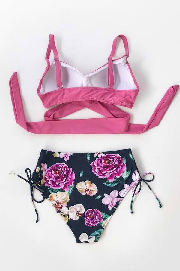 Bikini push up croisé imprimé floral