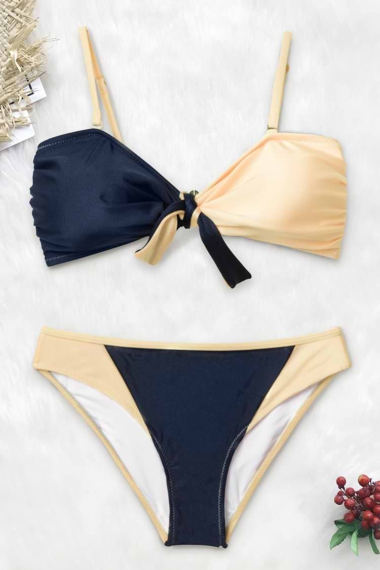Im Traum verloren Farbblock Bikini Hose mit Bowknot