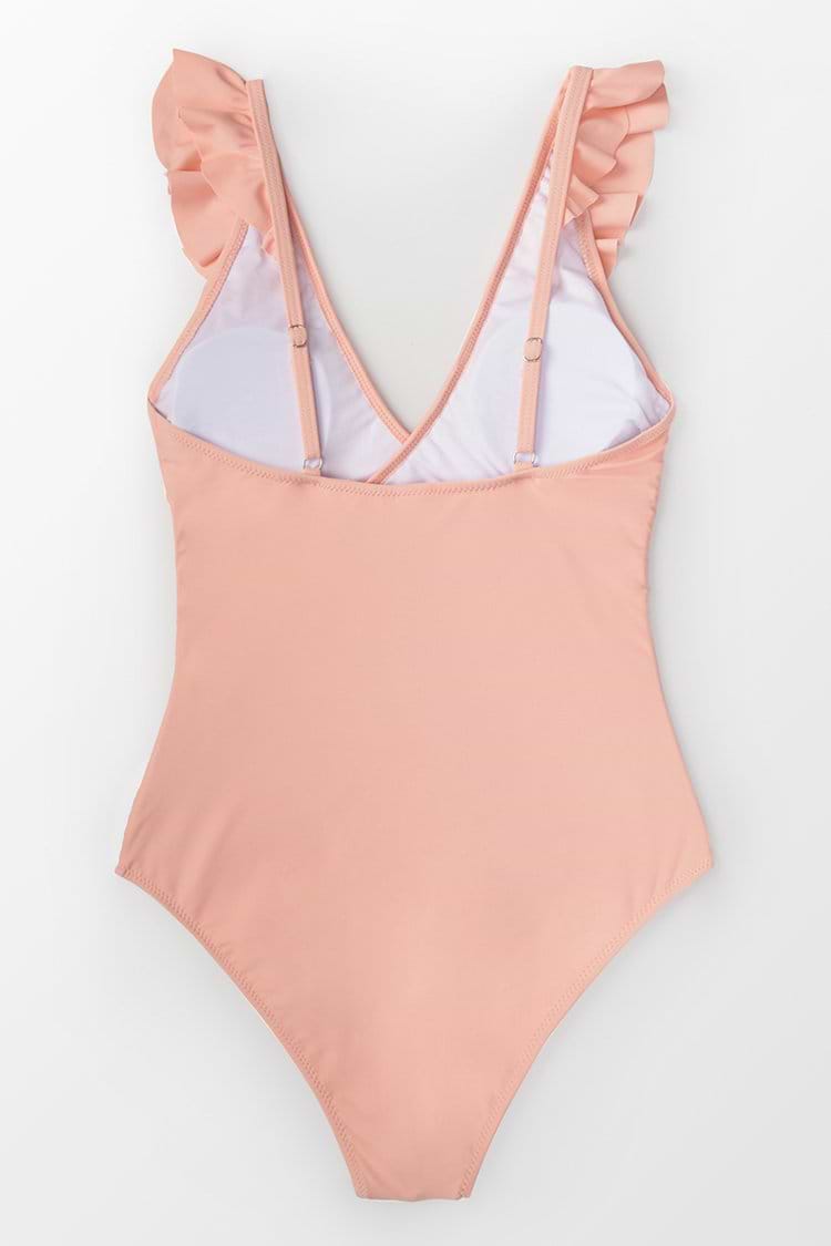 Maillot de bain une-pièce plongeant pêche et rayures