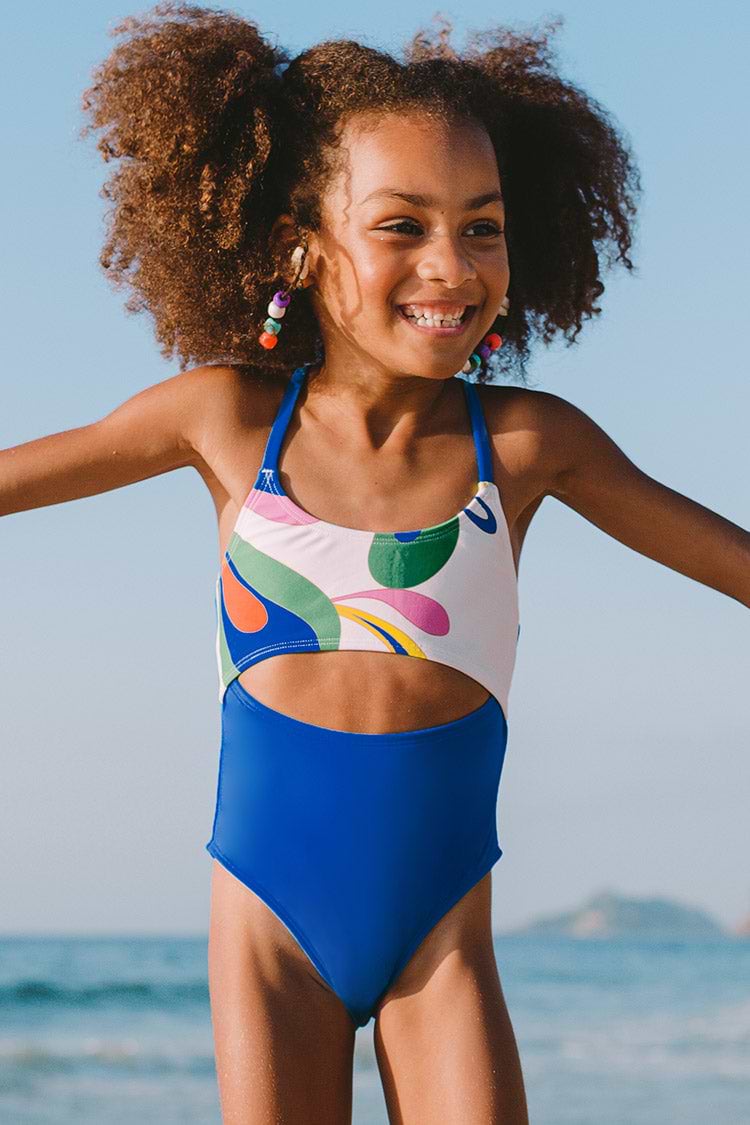Girls' Swirlwind Cutout One Piece Swimsuit