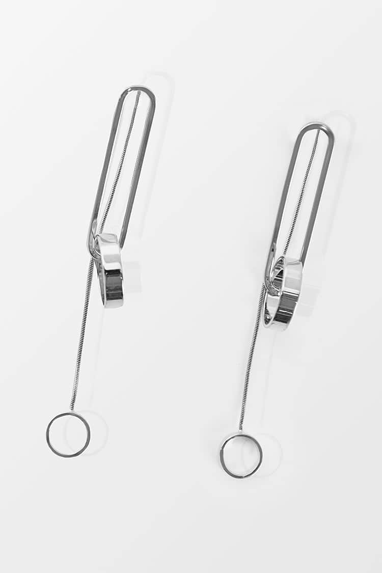 Boucles d'oreilles argentées géométriques en cuivre