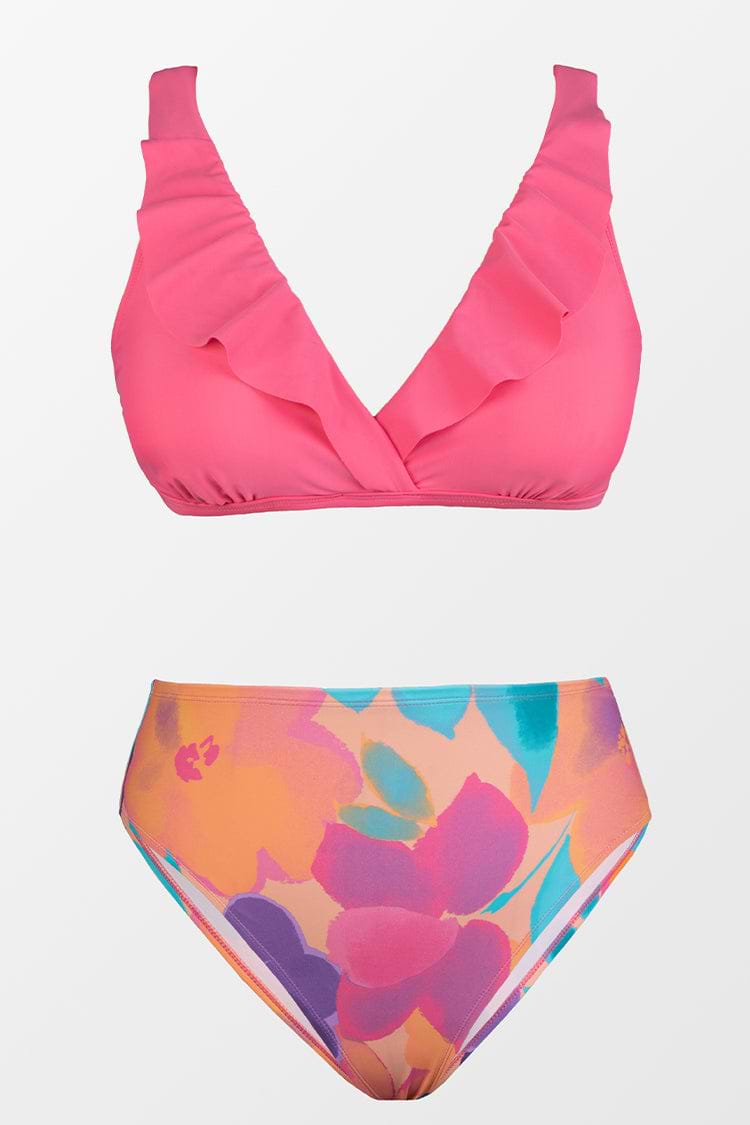 Große Größen Bikini-Set mit Rüschen und High waist
