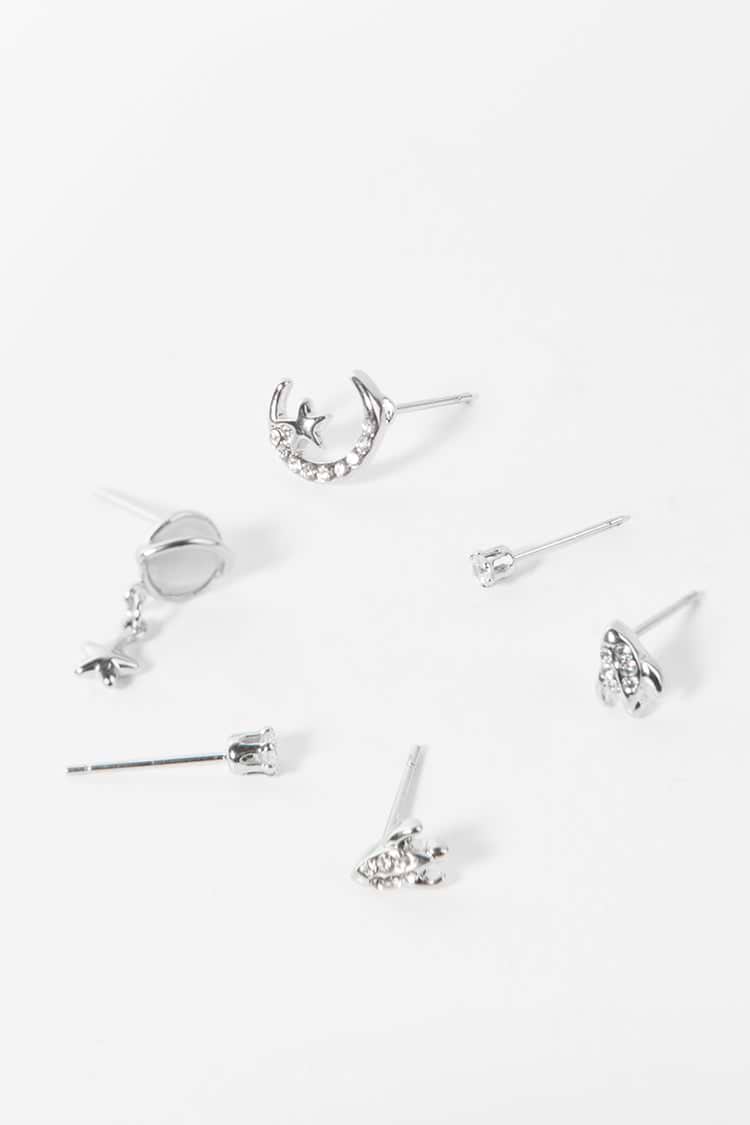 Candy Party Silver Star Geometric Print Earrings