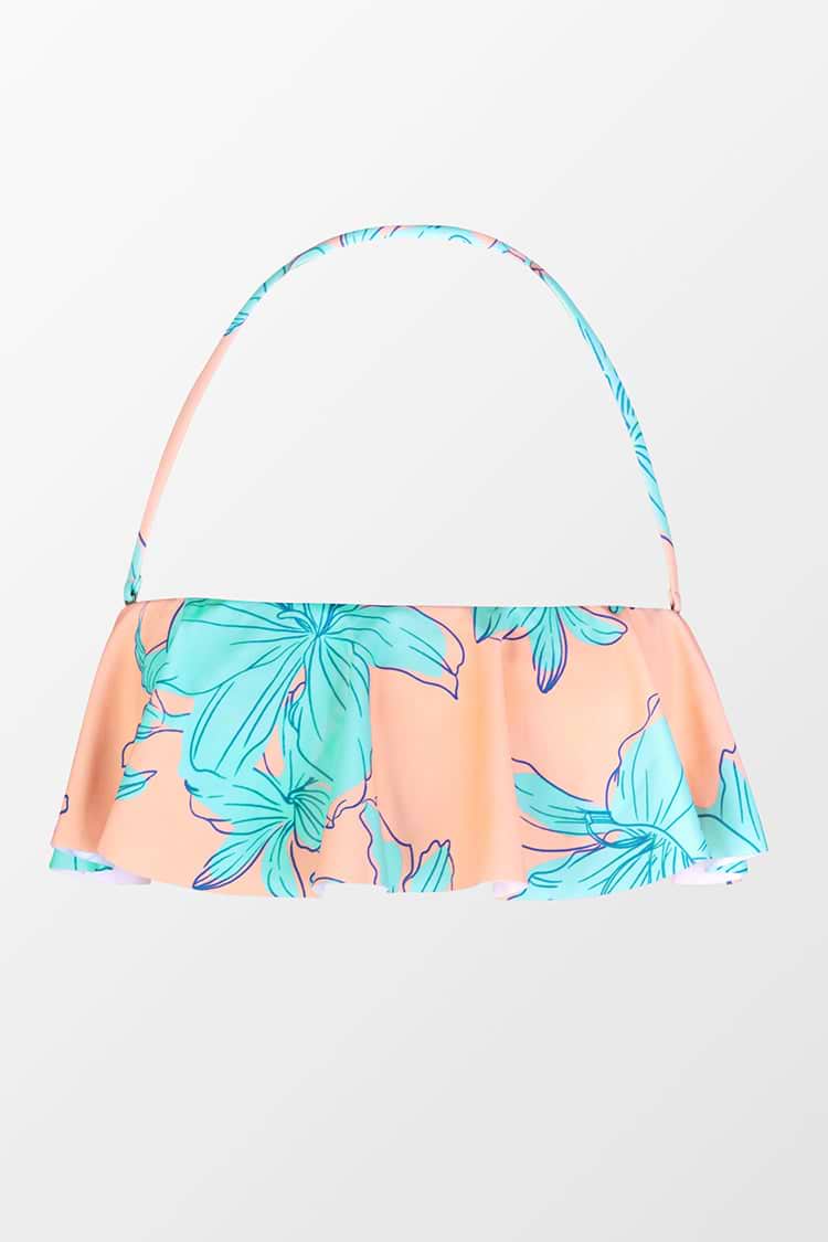 Bandeau-Bikinioberteil mit Rüschen und Blumenprint