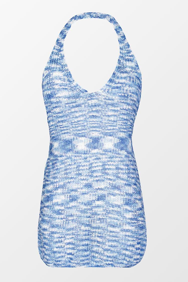 Figurbetontes Neckholder-Kleid mit V-Ausschnitt