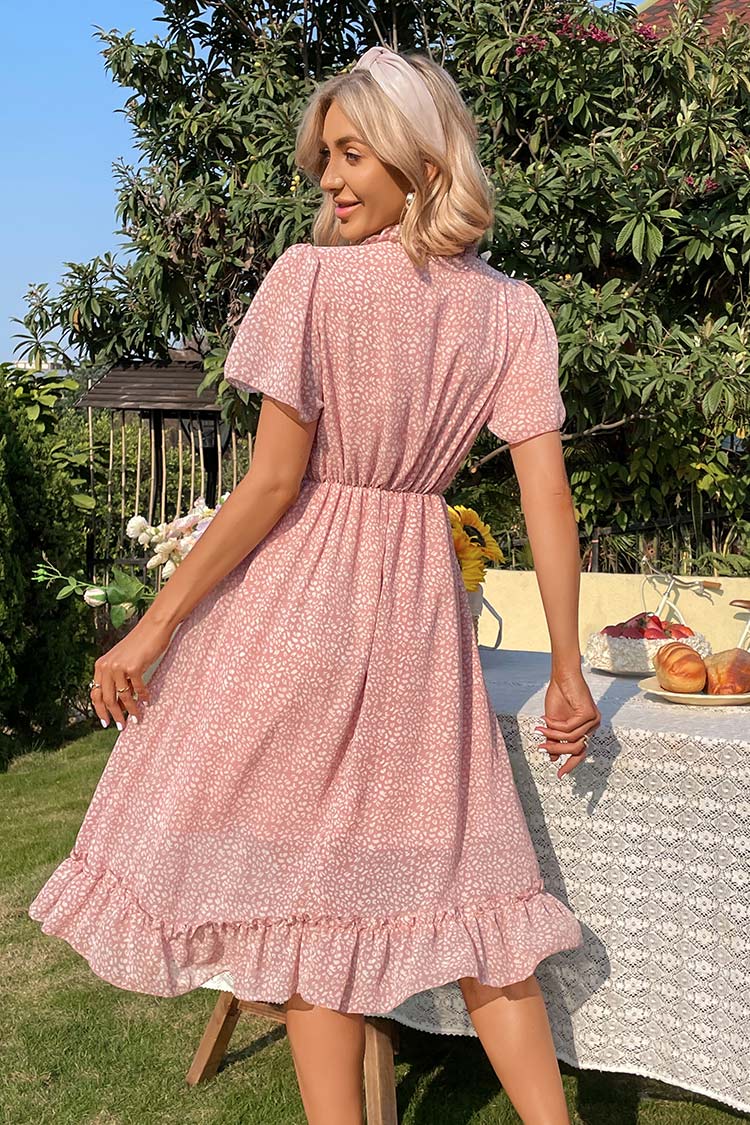 Shakira V-neck Flared Sleeve A-Shape Dress