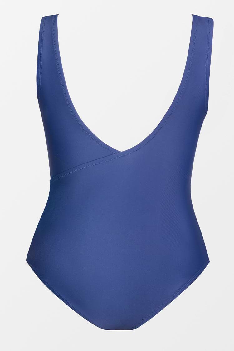 Maillot de bain une pièce grande taille couleur unie cache-cœur