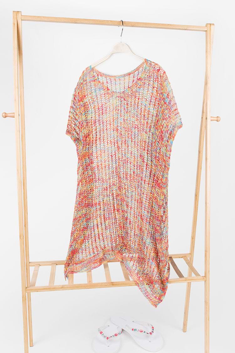 Gehäkeltes Cover-Up mit V-Ausschnitt und lockerer Taille