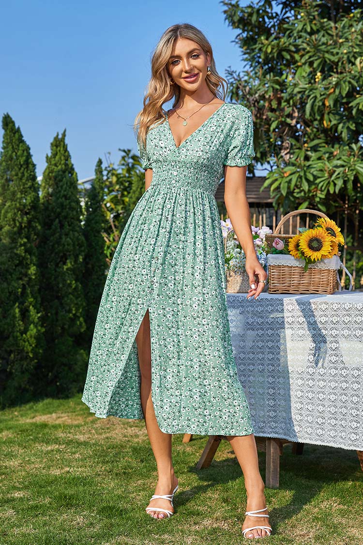 Courtney Ditsy Plunge A-Shape Dress