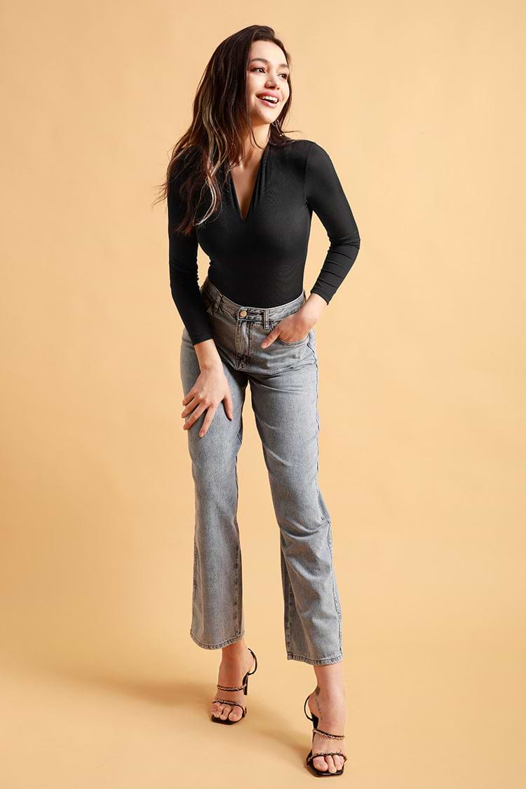 Rebekah Black V-neck Long Sleeve Bodysuit