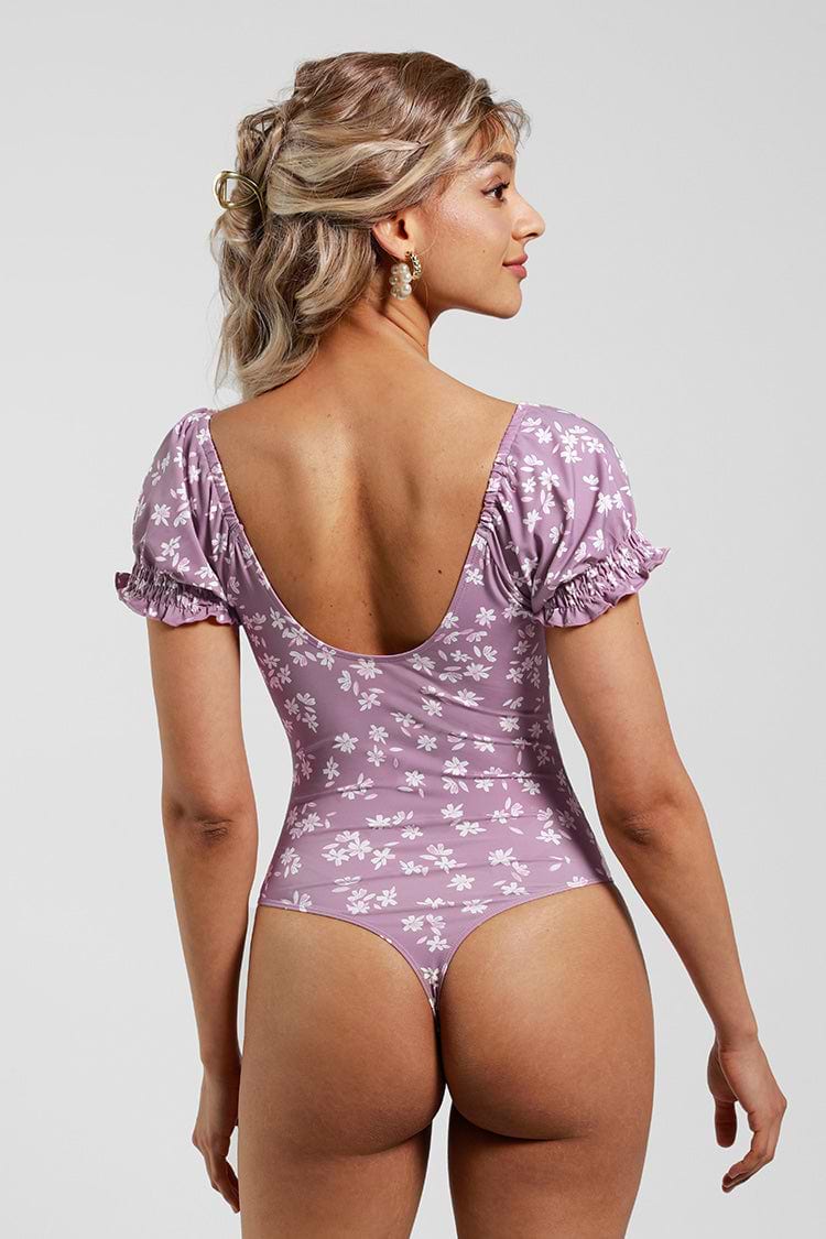 Ditsy Kurzarm-Bodysuit mit Rundhalsausschnitt