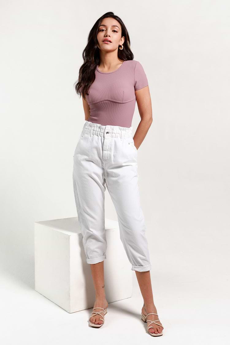 Angelica Round Neck Short Sleeve Cheeky Bodysuit