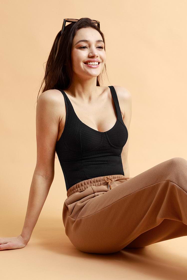 Jaylee Black V-neck Backless Bodysuit