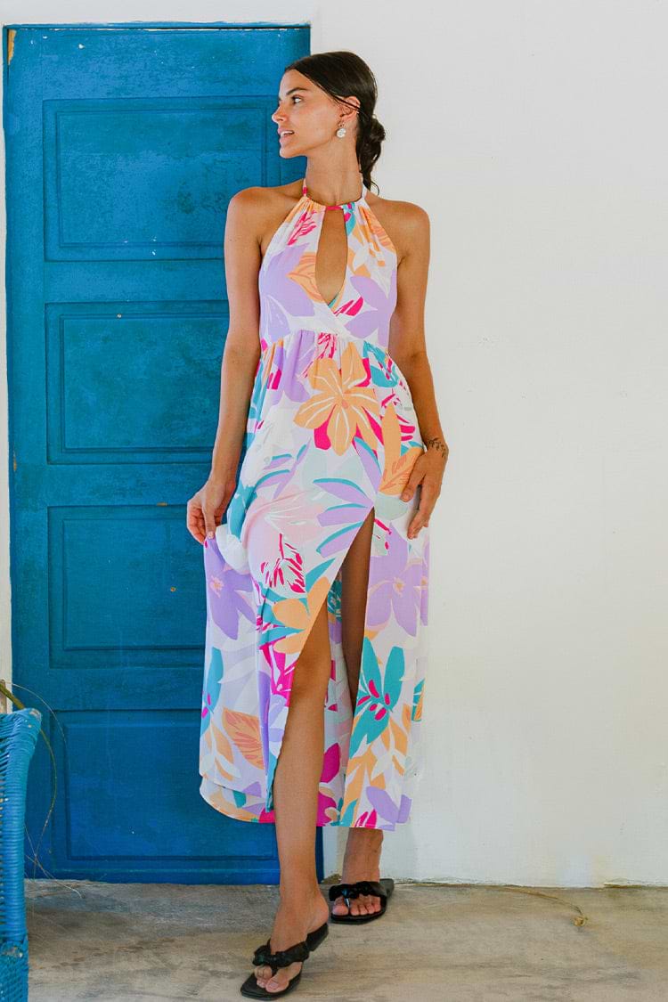 Kleid in A-Form mit Neckholder