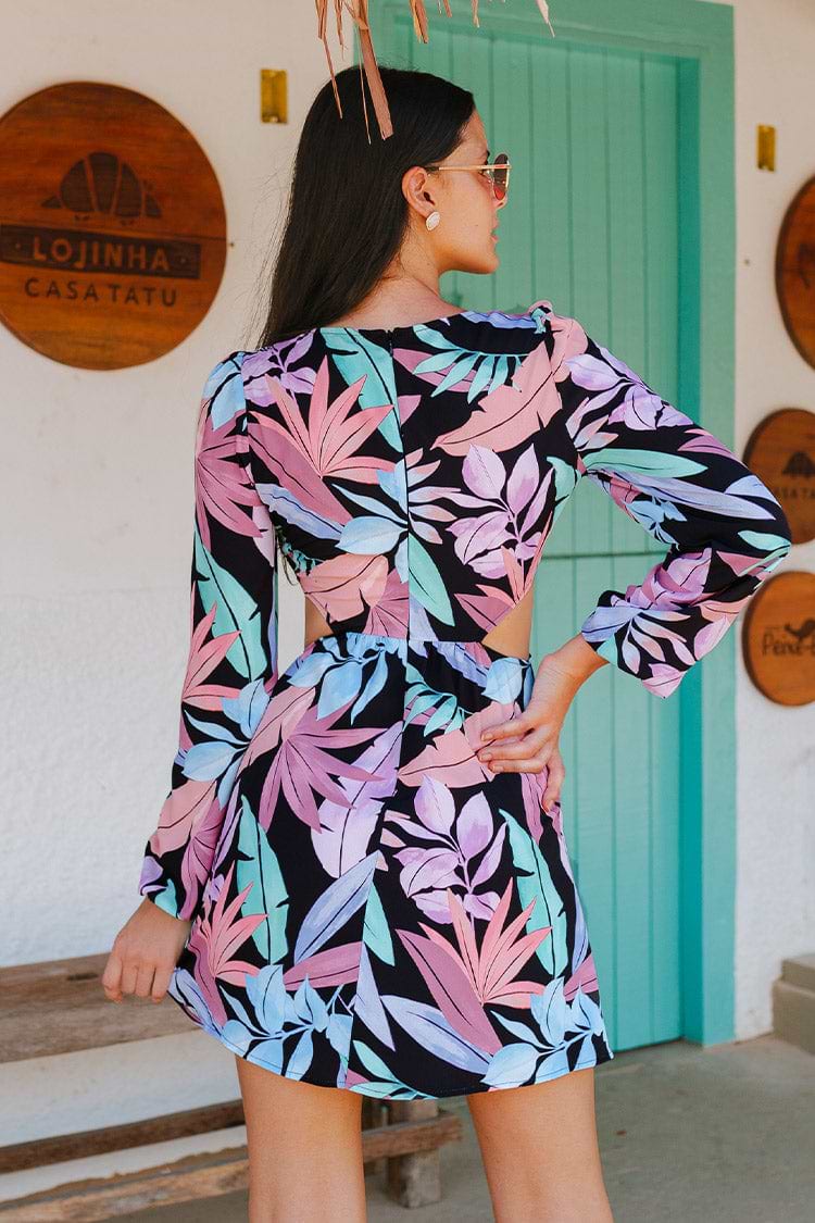 Kleid mit langen Blasenärmeln und O-Ring