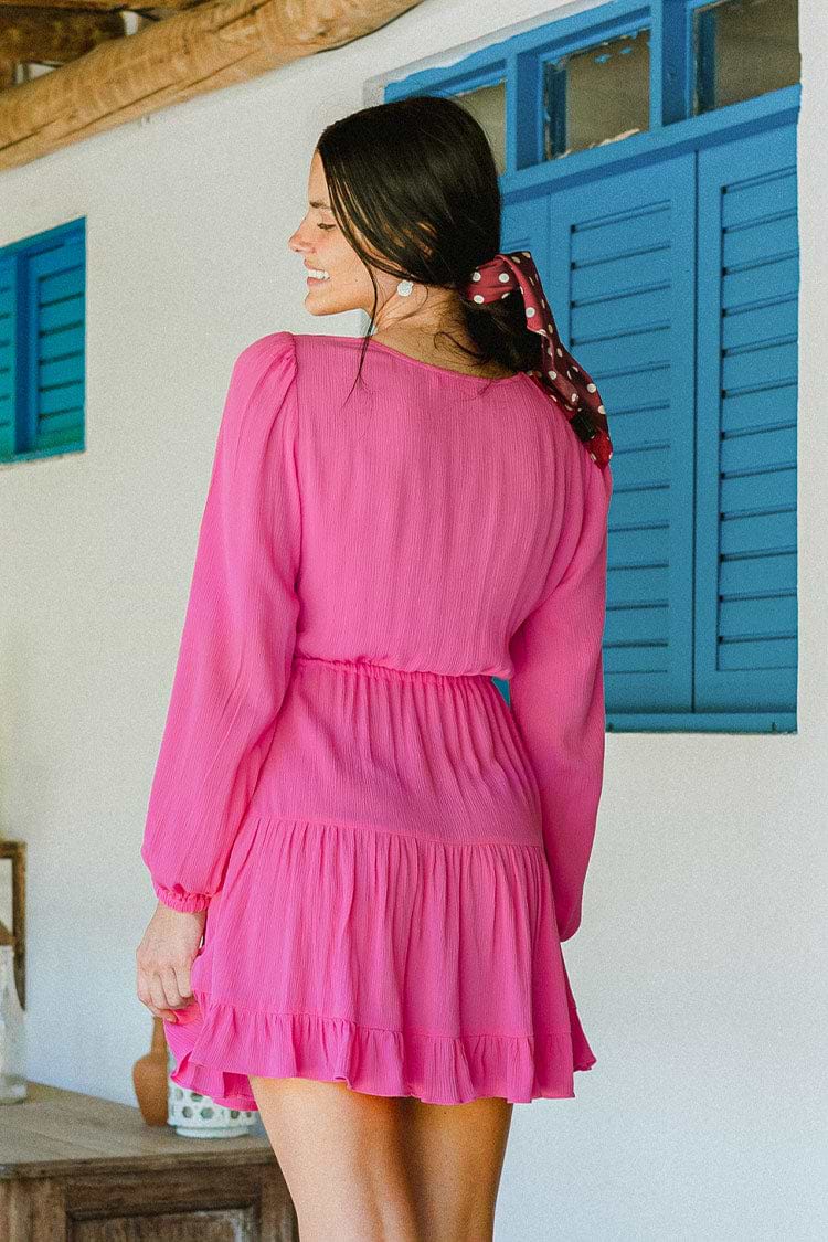 Kleid mit Blasenärmeln und V-Ausschnitt