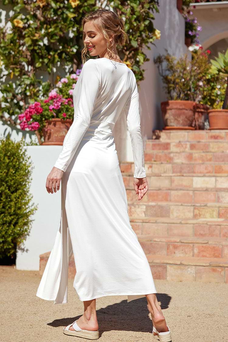 Kenia Plunge Long Sleeve A-Shape Dress