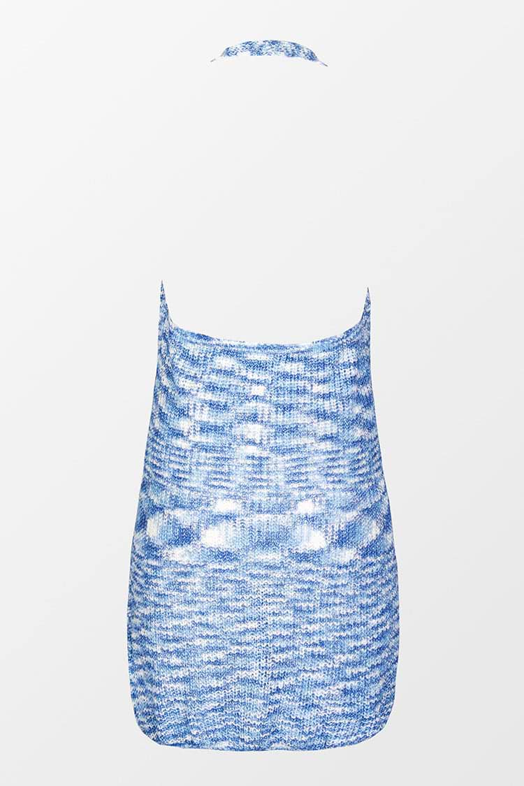 Vestido Jennifer ajustado con escote V, cuello halter y cintura elástica