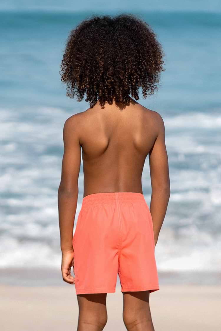 Short de volley corail ajustable pour garçon