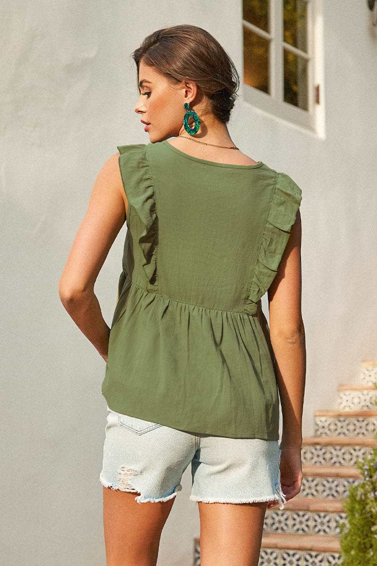 Gerafftes Oberteil mit V-Ausschnitt