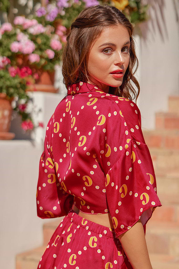 Haut cover up rouge à col en V