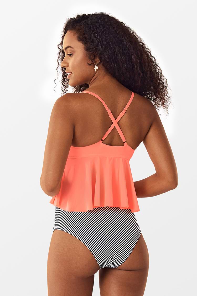 Tankini Cruzado de Cintura Alta con Un Bonito Giro