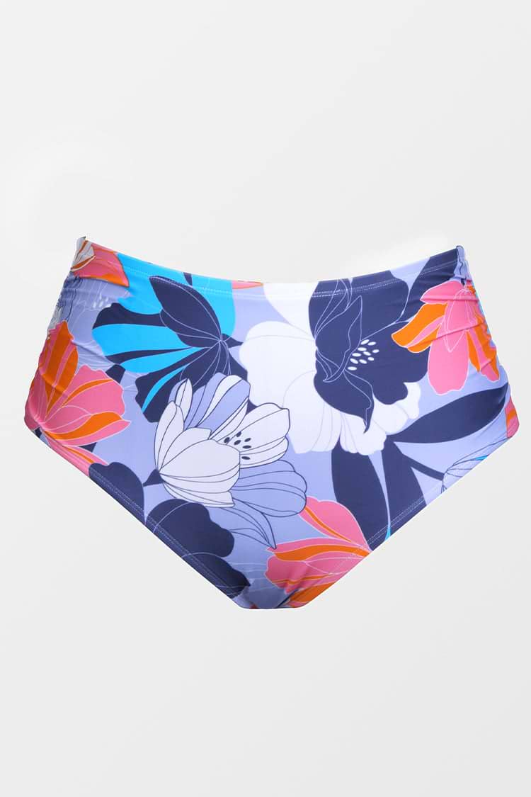 Seitlich geraffte Bikinihose mit High waist in großen Größen