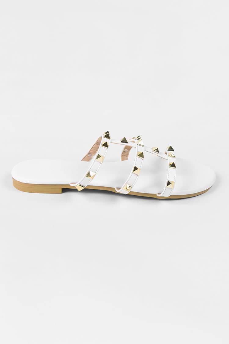 Amaretto White Flat Open Toe Sandals