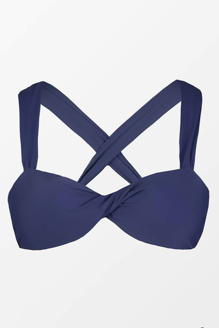 Santorini Solid Twist Front Wide Strap Bralette Bikini Top