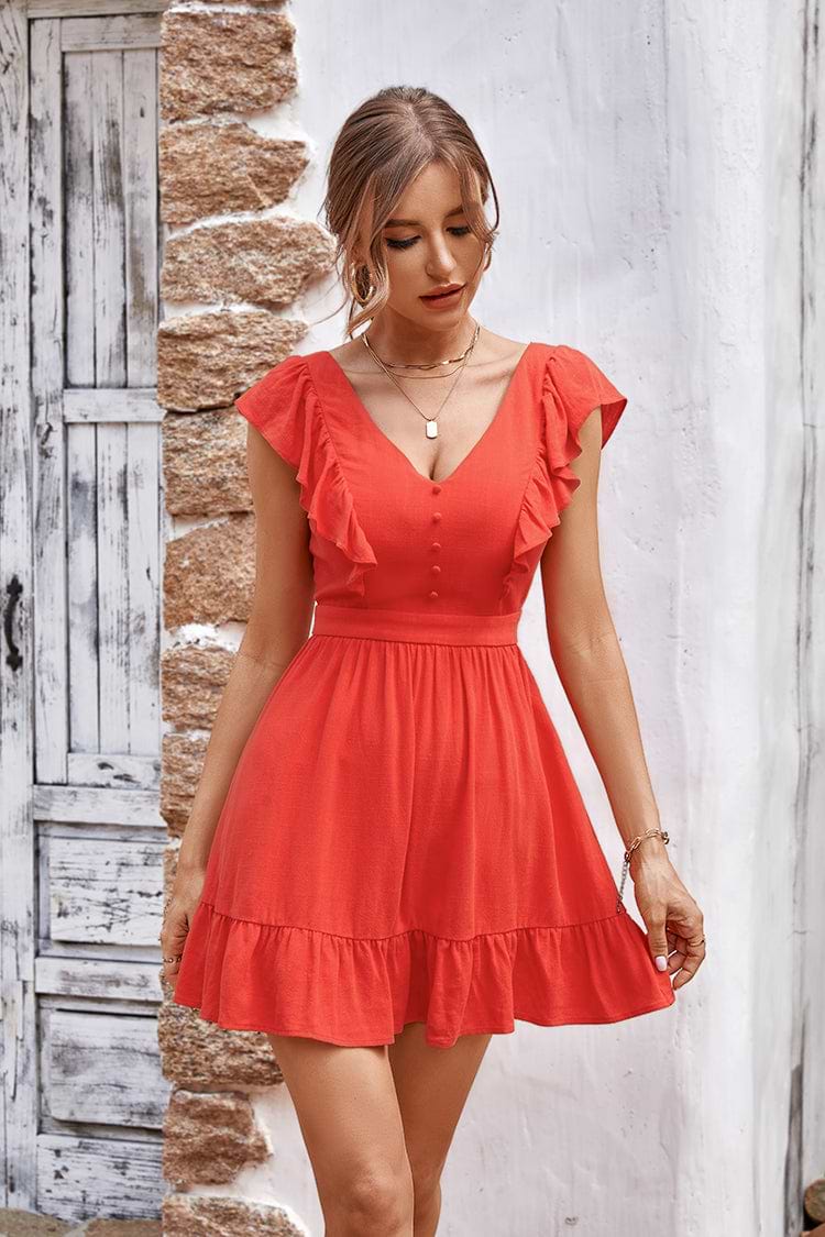 Querim Red Backless A-Shape Dress