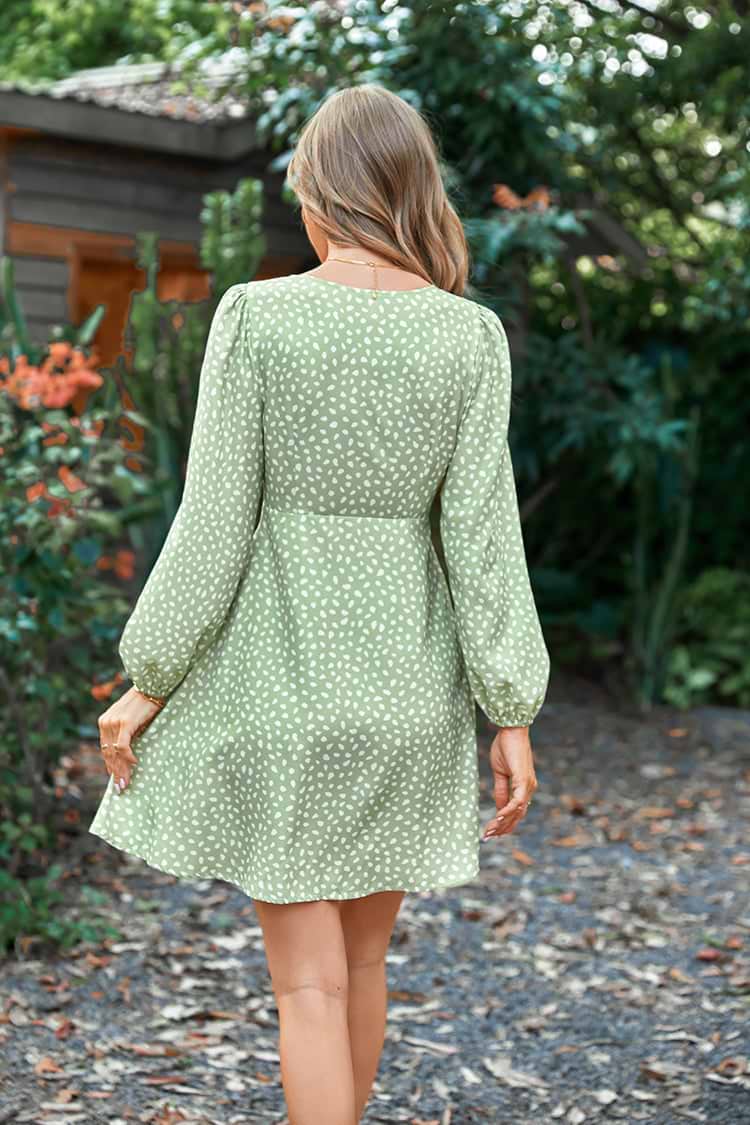 Honopu V-neck Bubble Sleeve Dress