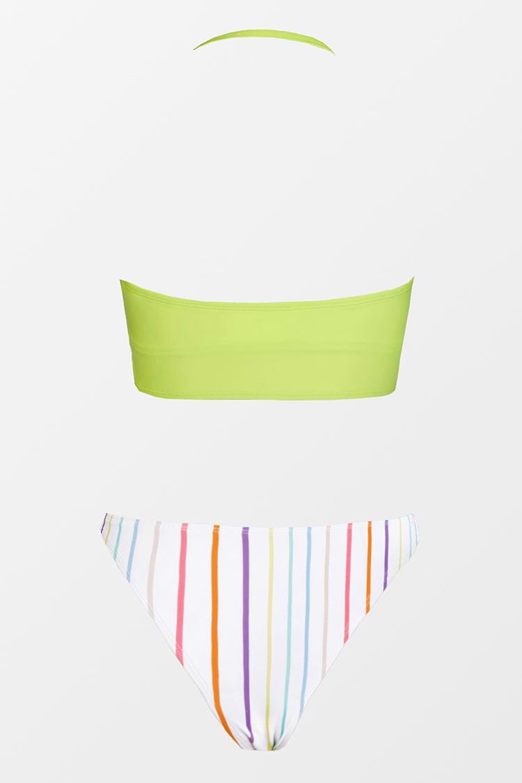 Candy Stripe Bandeau Midkini And Ultra Cheeky Hipster Set